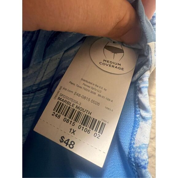 Outdoor Oasis Blue Marble Medium Coverage Swimsuit Bottom Woman’s 1X NEW - Picture 4 of 10